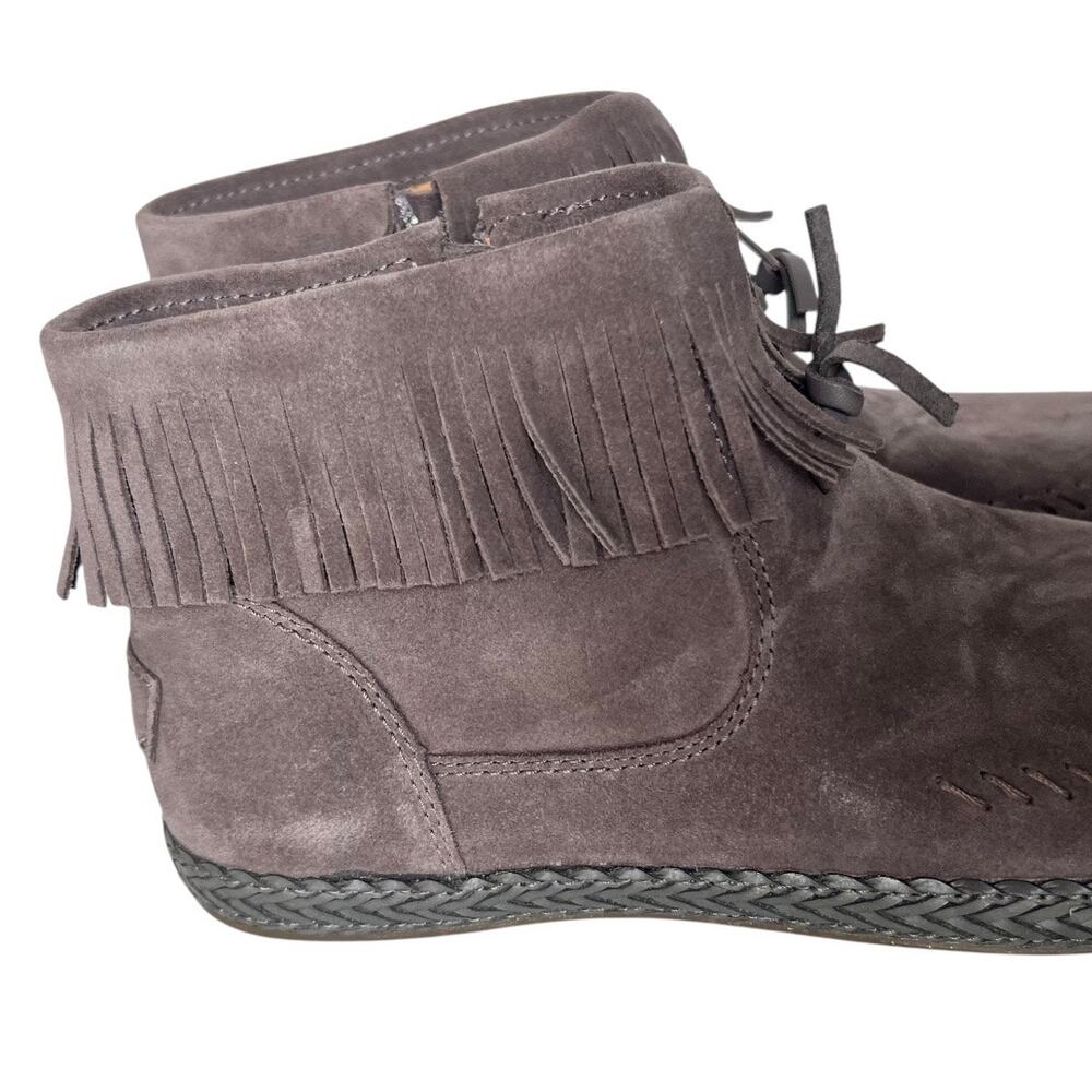 UGG Kennadi Suede Moccasins Fringe Ankle Boots In Thunder Cloud Size 9.5 - Picture 5 of 12